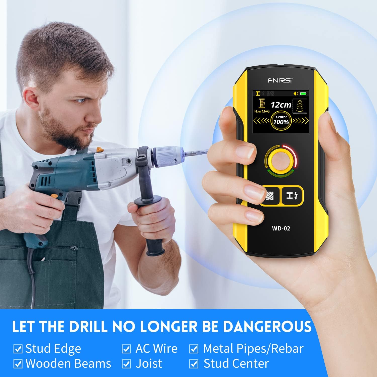 🔥🔍 Stud Finder Wall Scanner with TFT Display | FNIRSI WD-02 Upgrade⚡7-in-1 HPC Chip Detection🌟Wood/Metal/AC Wire Locator【Pro Accuracy + Center/Edge Guide】 🔥🔍 Stud Finder Wall Scanner with TFT Display | FNIRSI WD-02 Upgrade⚡7-in-1 HPC Chip Detection🌟Wood/Metal/AC Wire Locator【Pro Accuracy + Center/Edge Guide】